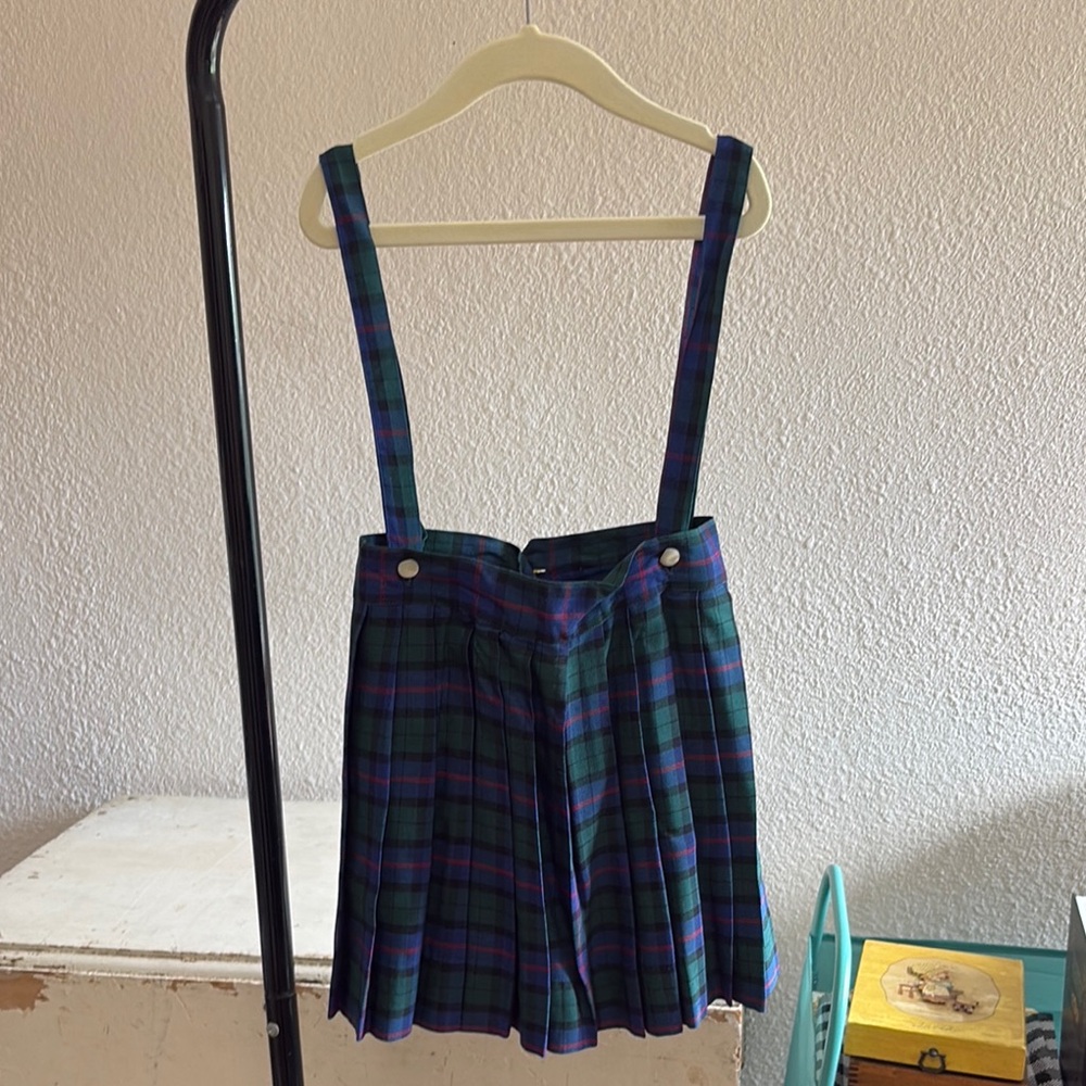 1950s Children’s Plaid Wool Skirt w/Suspenders